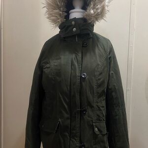 A Pea in the Pod Olive Fur-Trimmed Utility Jacket